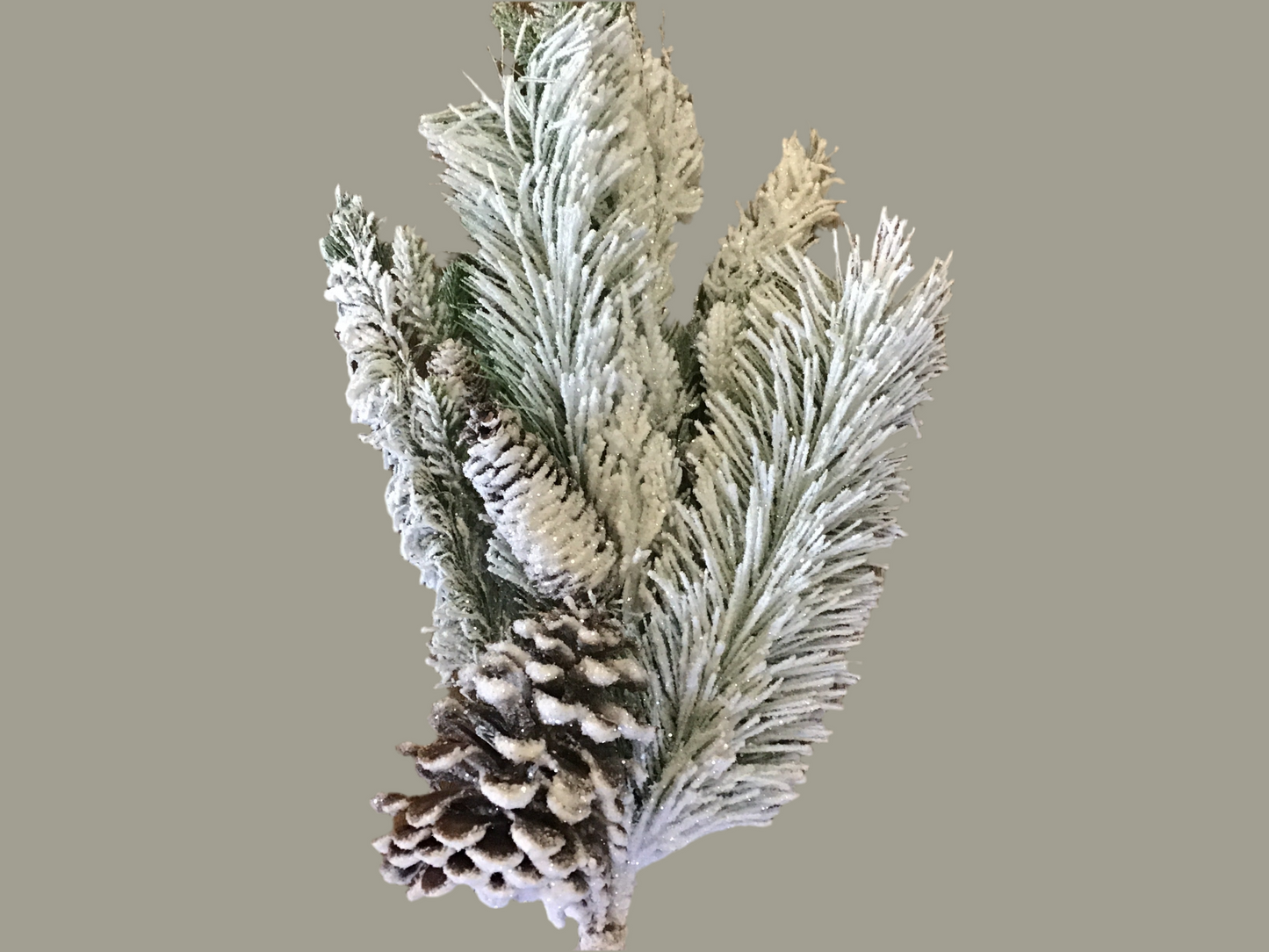 Flocked glitter pine pick