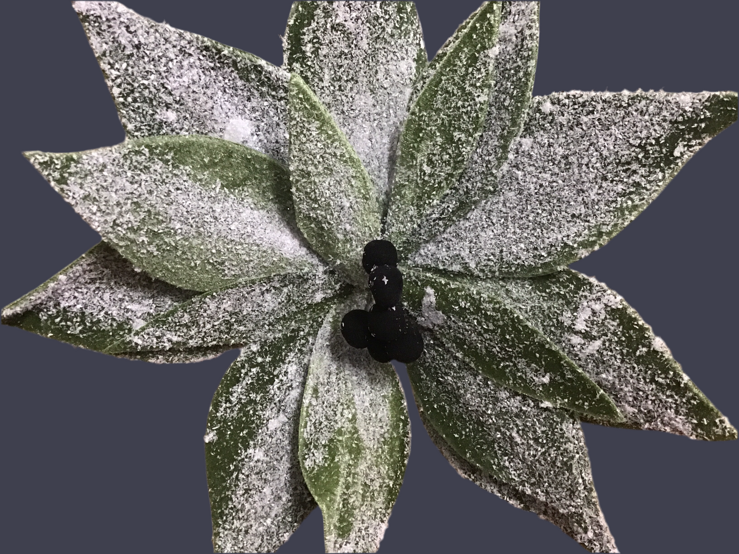 Green with black center felt poinsettia