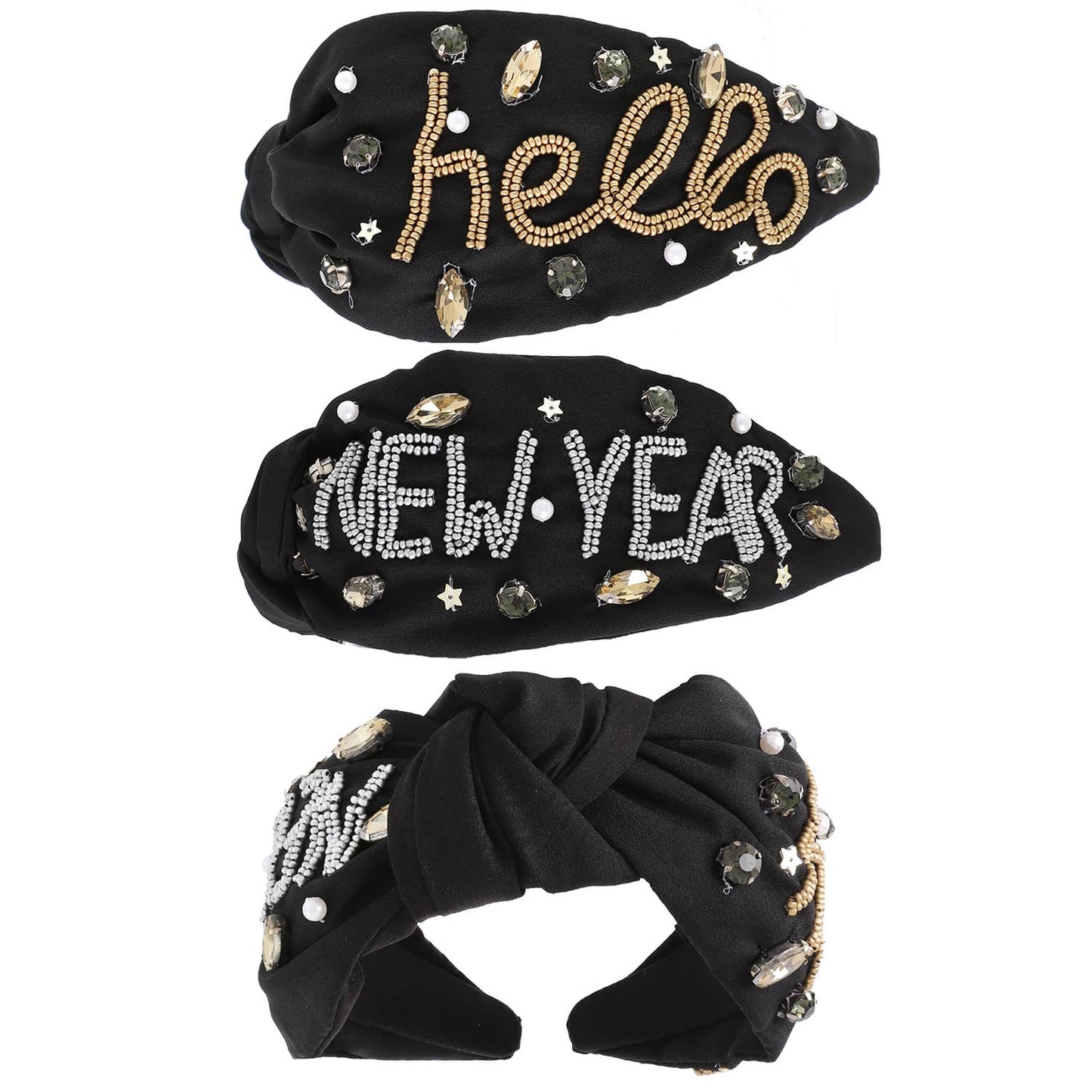 Hello New Year Crystal Beaded Headband
