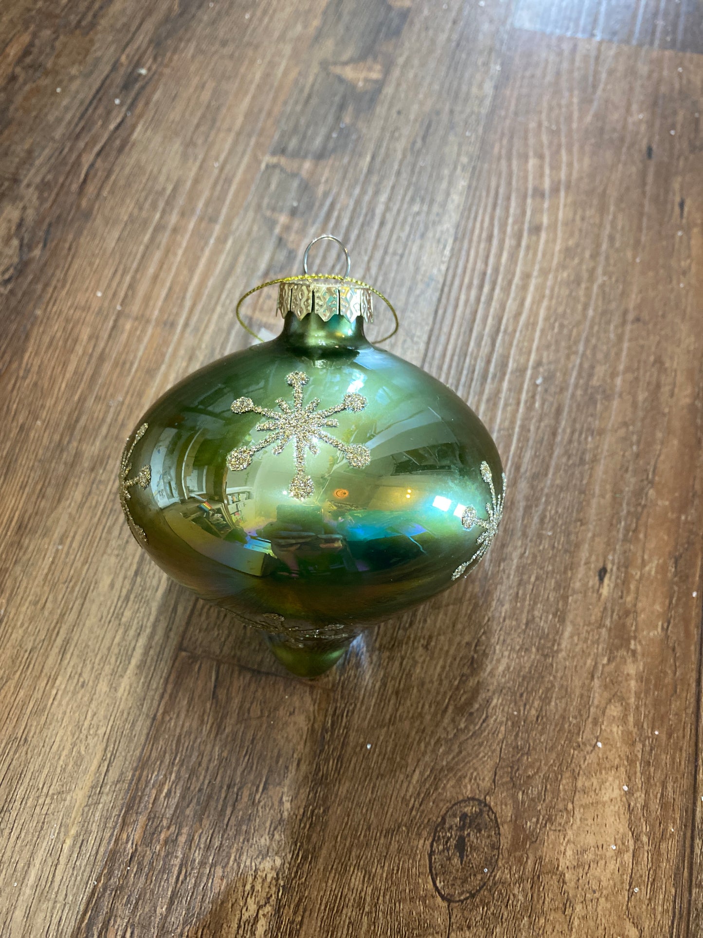 Green and Gold Glass Ornaments