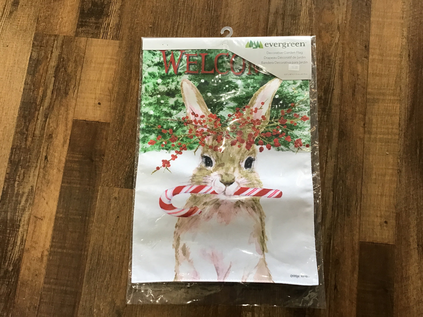Christmas garden flag rabbit