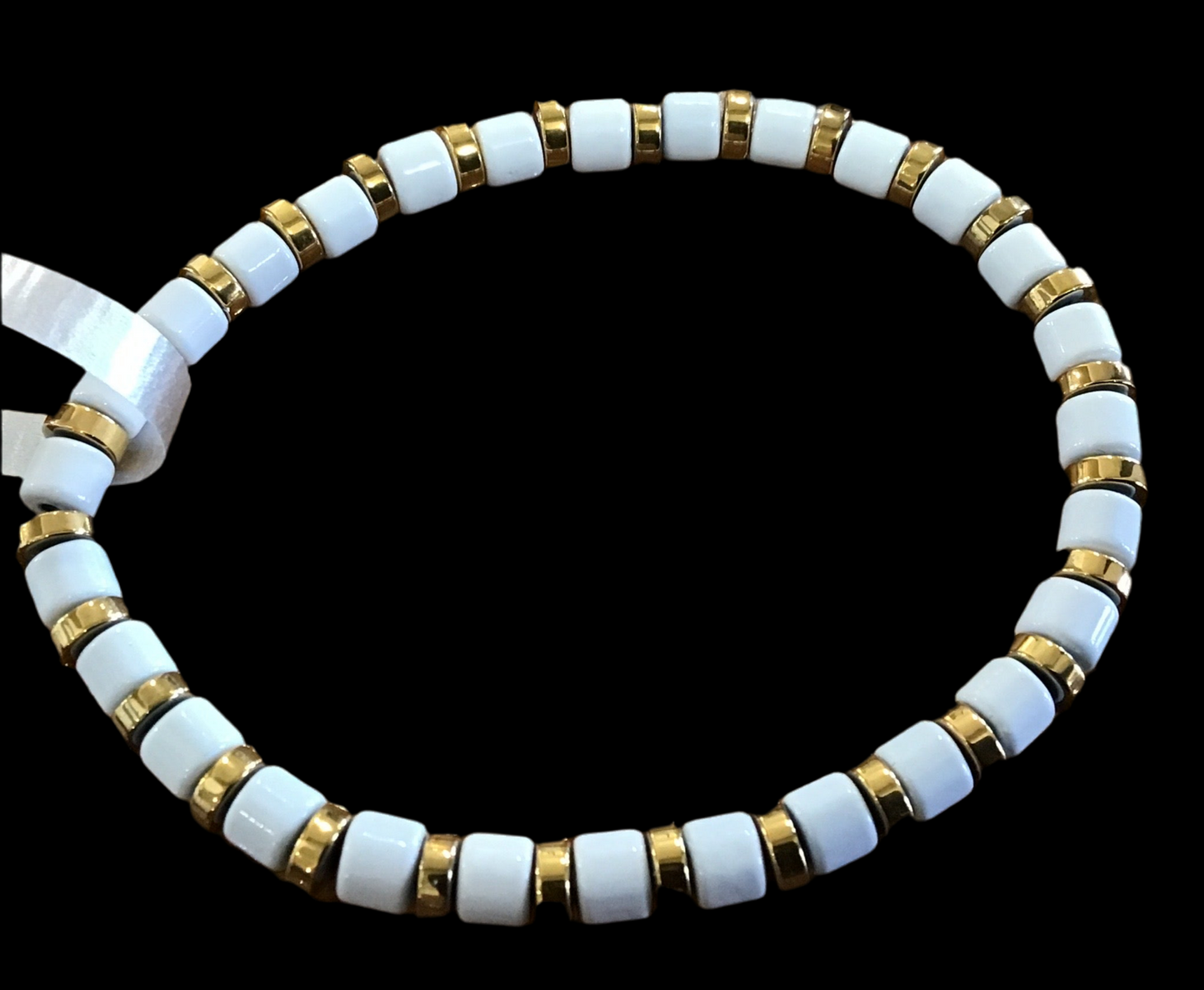 Enamel and gold and white bracelet