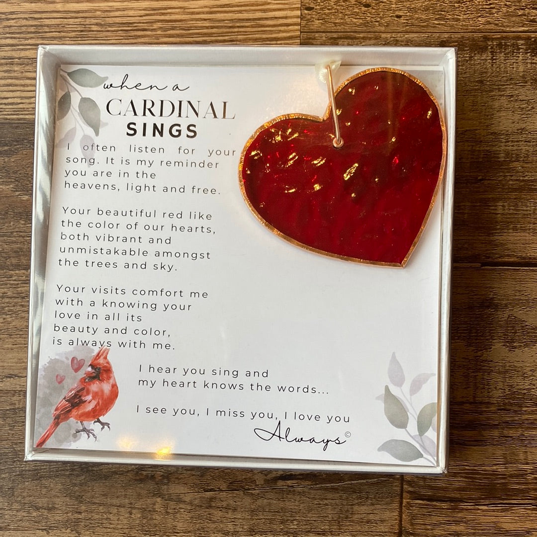When A Cardinal Sings Heart Ornament memorials