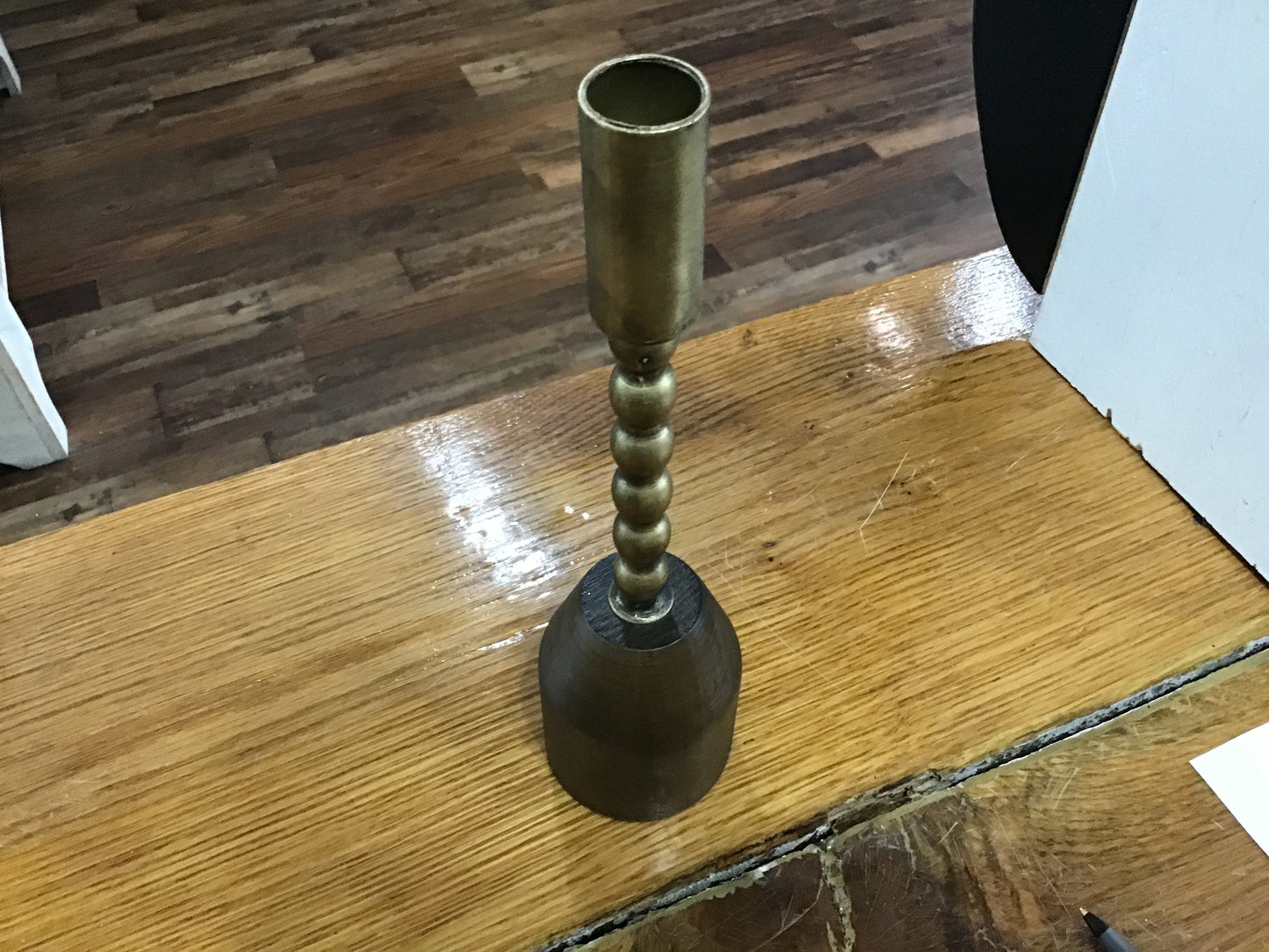 Metal and wood candle stick 10 inches tall
