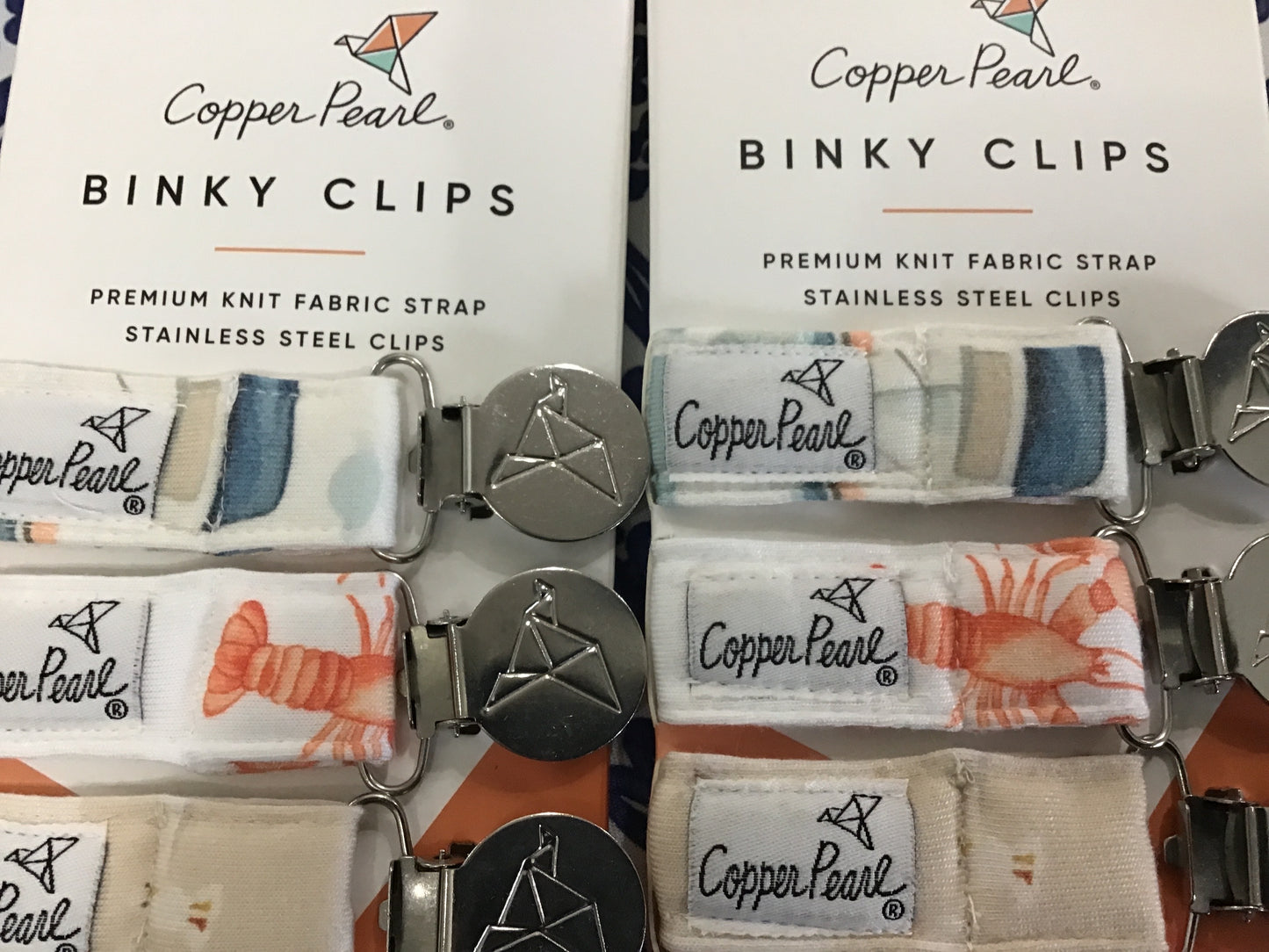 Binky clips copper pearl sailboat and lobster