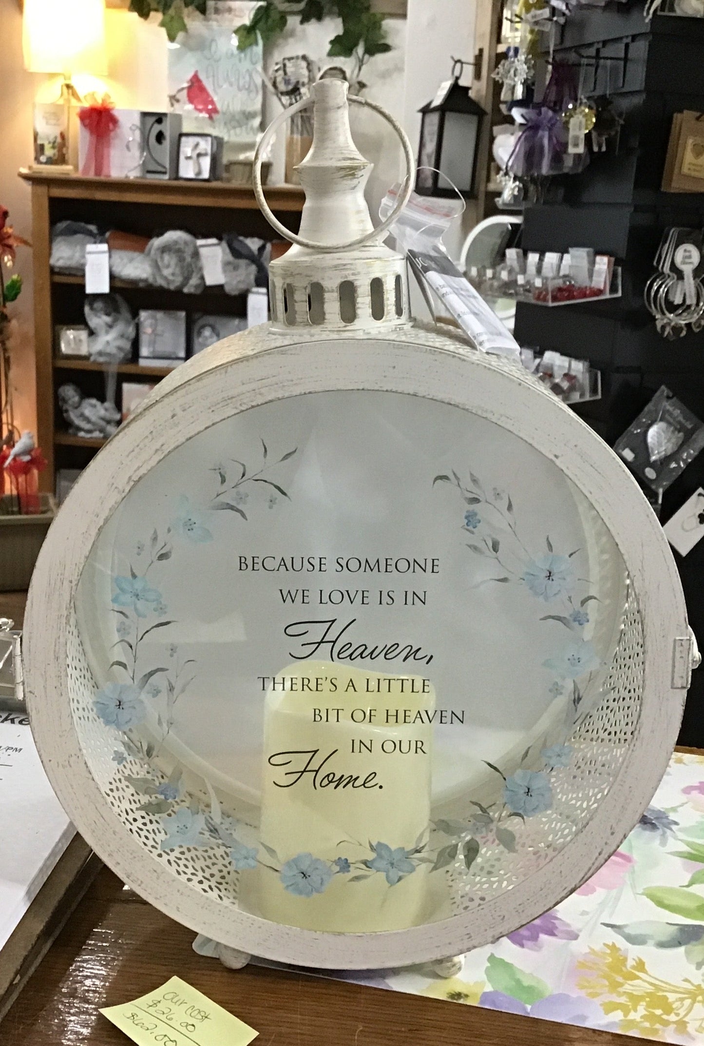 Memorial Metal Circle Light Blue Flowers