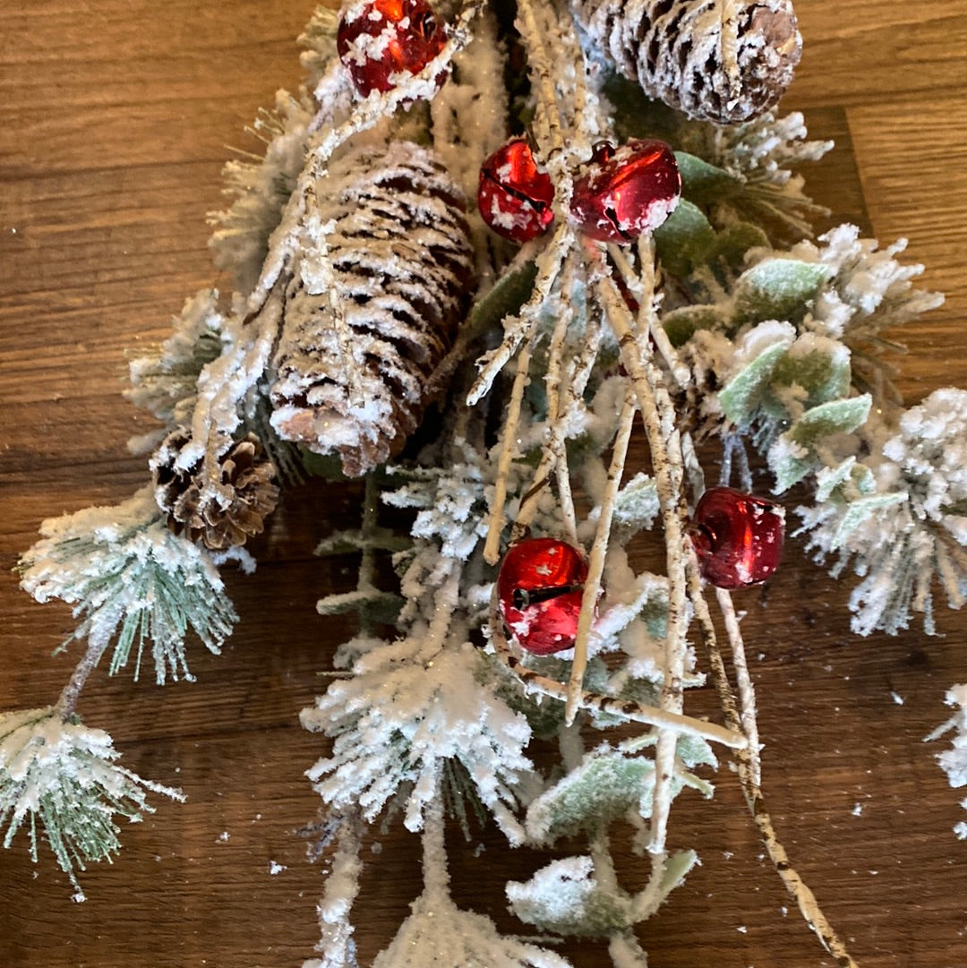 Snow Pine Spray With Sleigh Bells