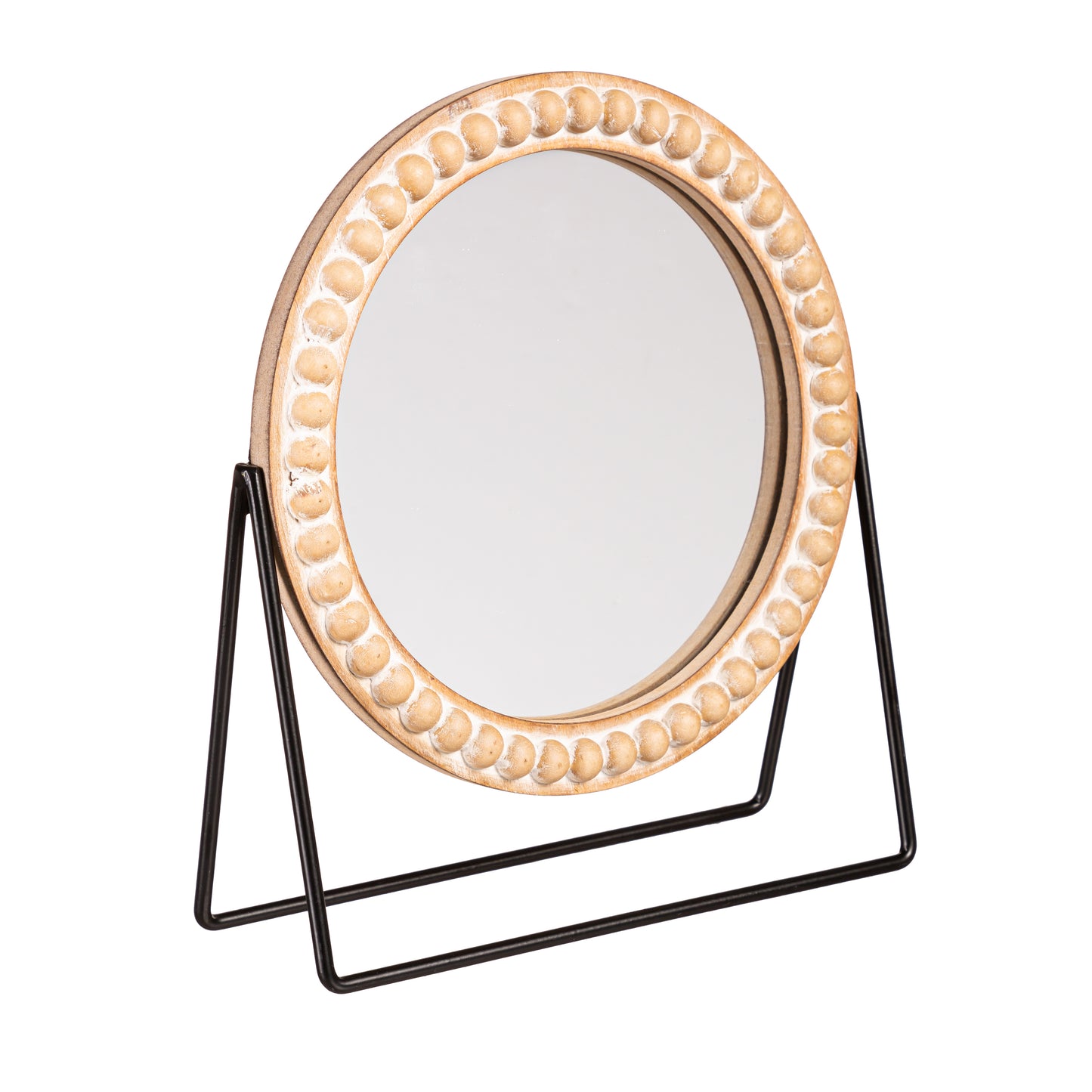 Round Mirror With Metal Stand 11"