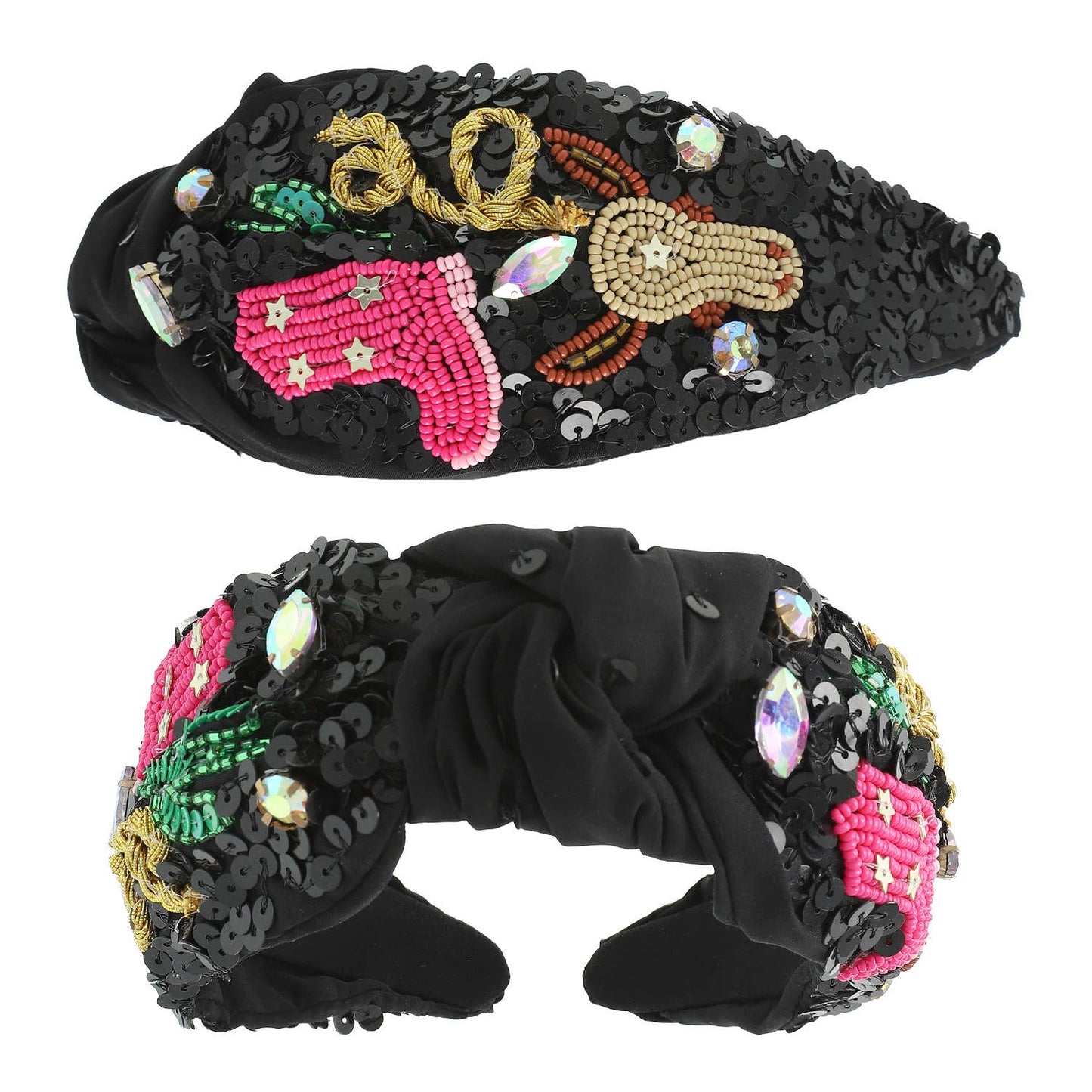 Western Sequins Embellished Top Knotted Headband
