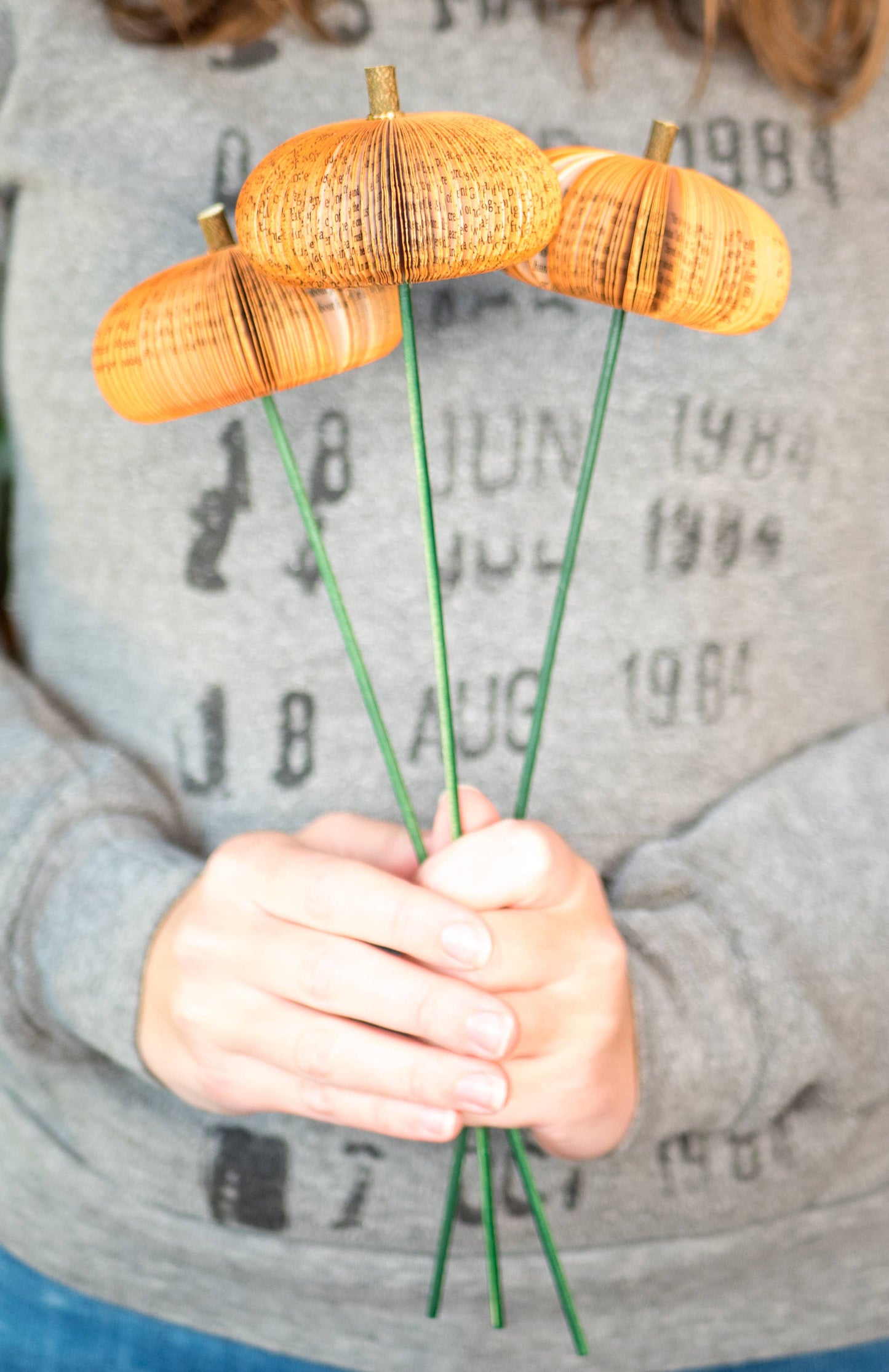 Book Pumpkin Cutie Stems-Fall Decor-Halloween Decor