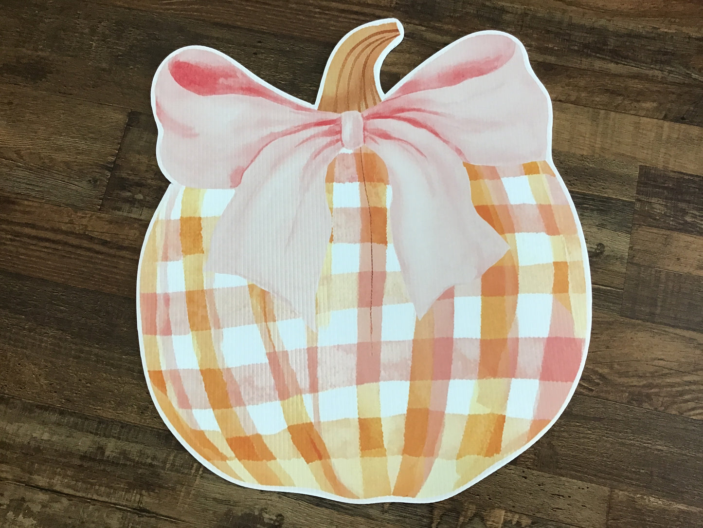 Plaid pumpkin for outdoors 24 inches tall 17 inches wide