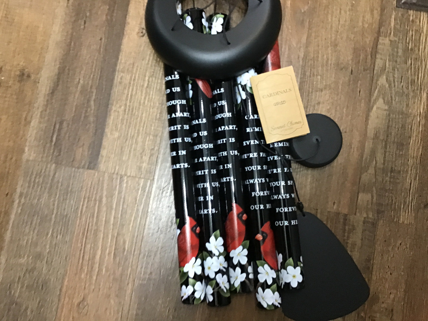 Large painted memorial windchime cardinal