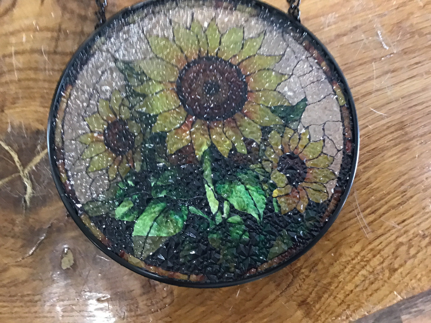 Cardinal, sunflower, hummingbird, stained glass suncatcher