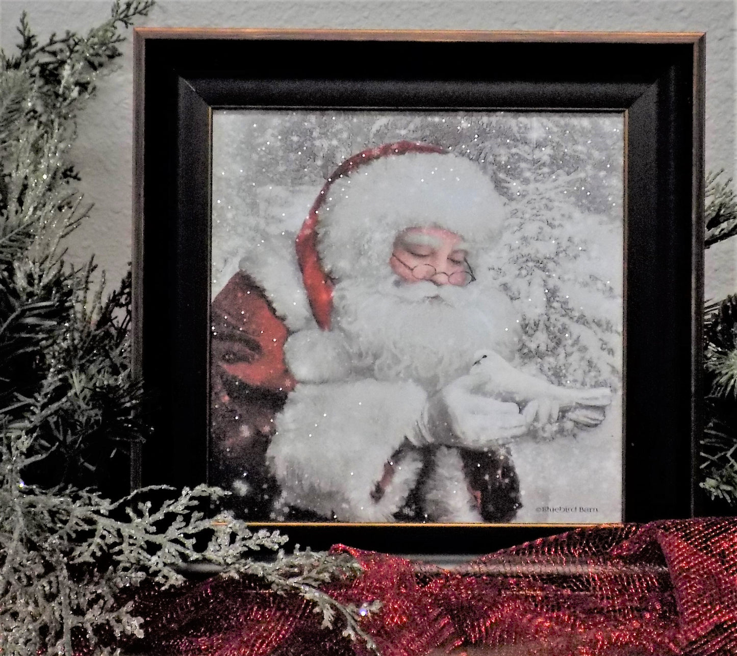Santa's Little Friend Acrylic Glitter Print