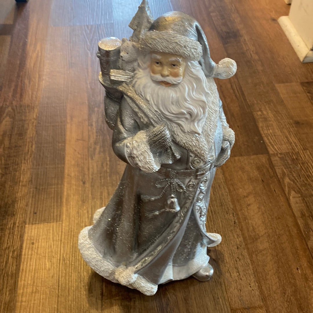 Silver and White Resin Santa