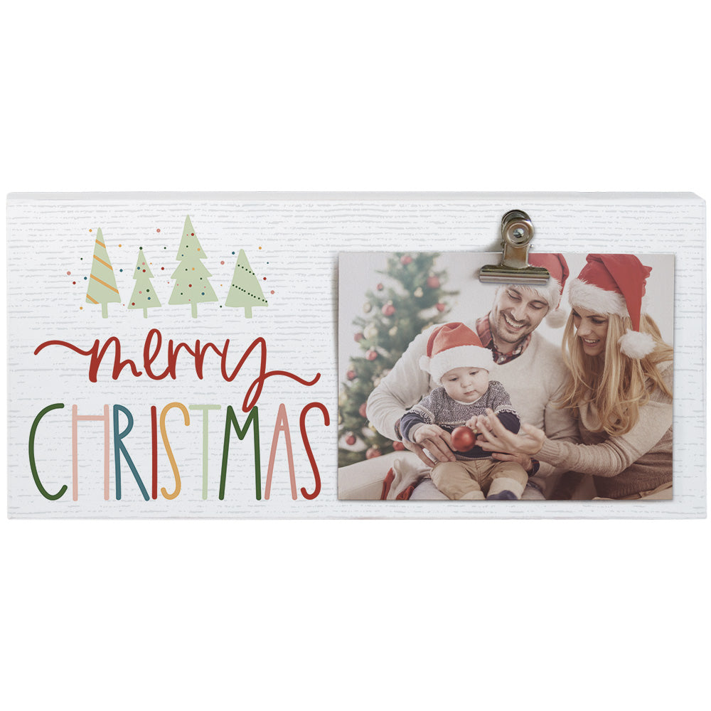 Merry Christmas Photo Clip Block Sign