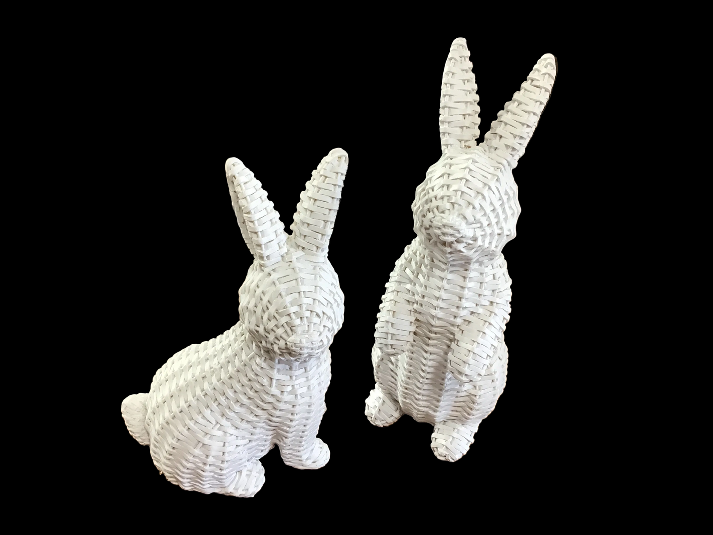 White Wicker Sitting Bunny