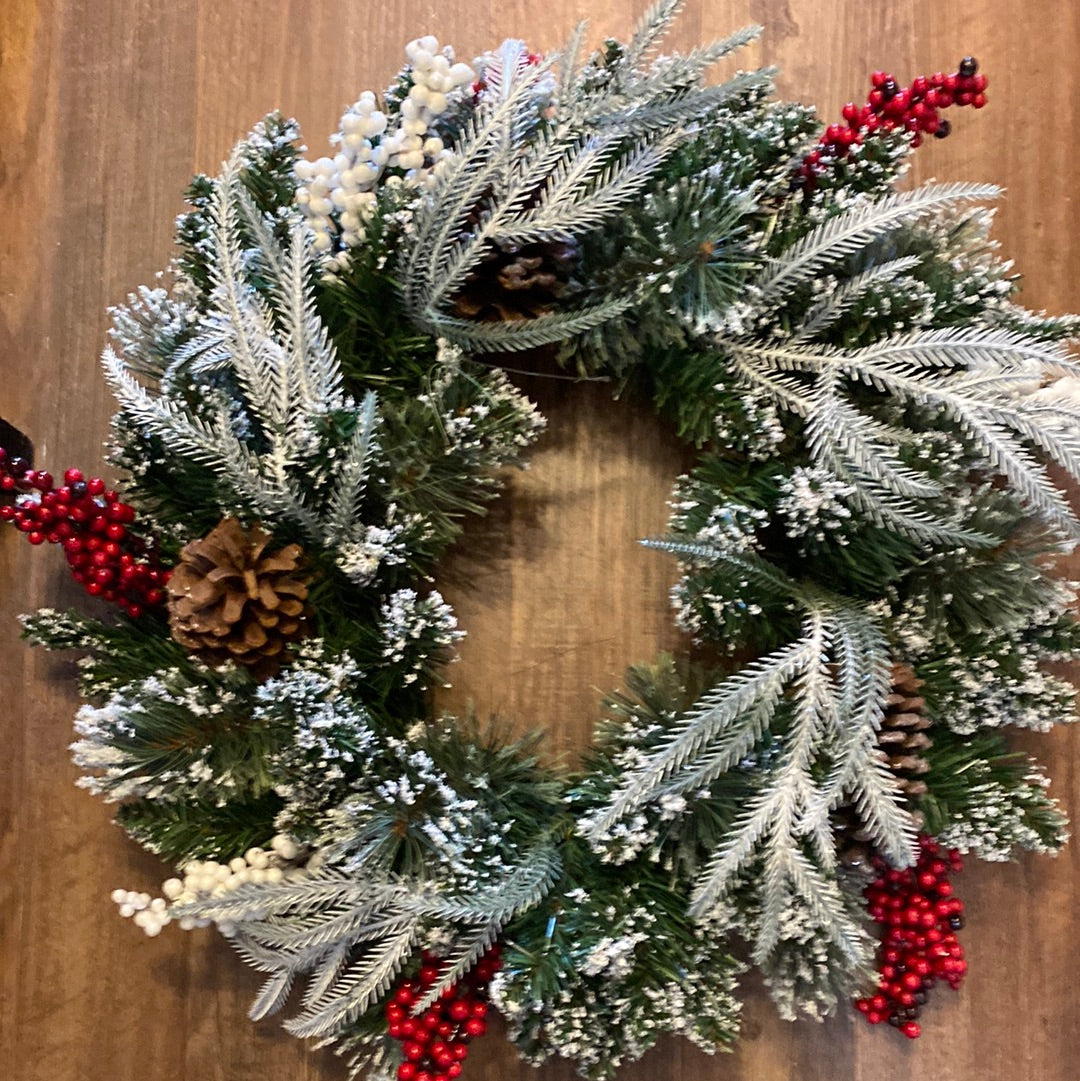 Mixed Frosted Pine Wreath