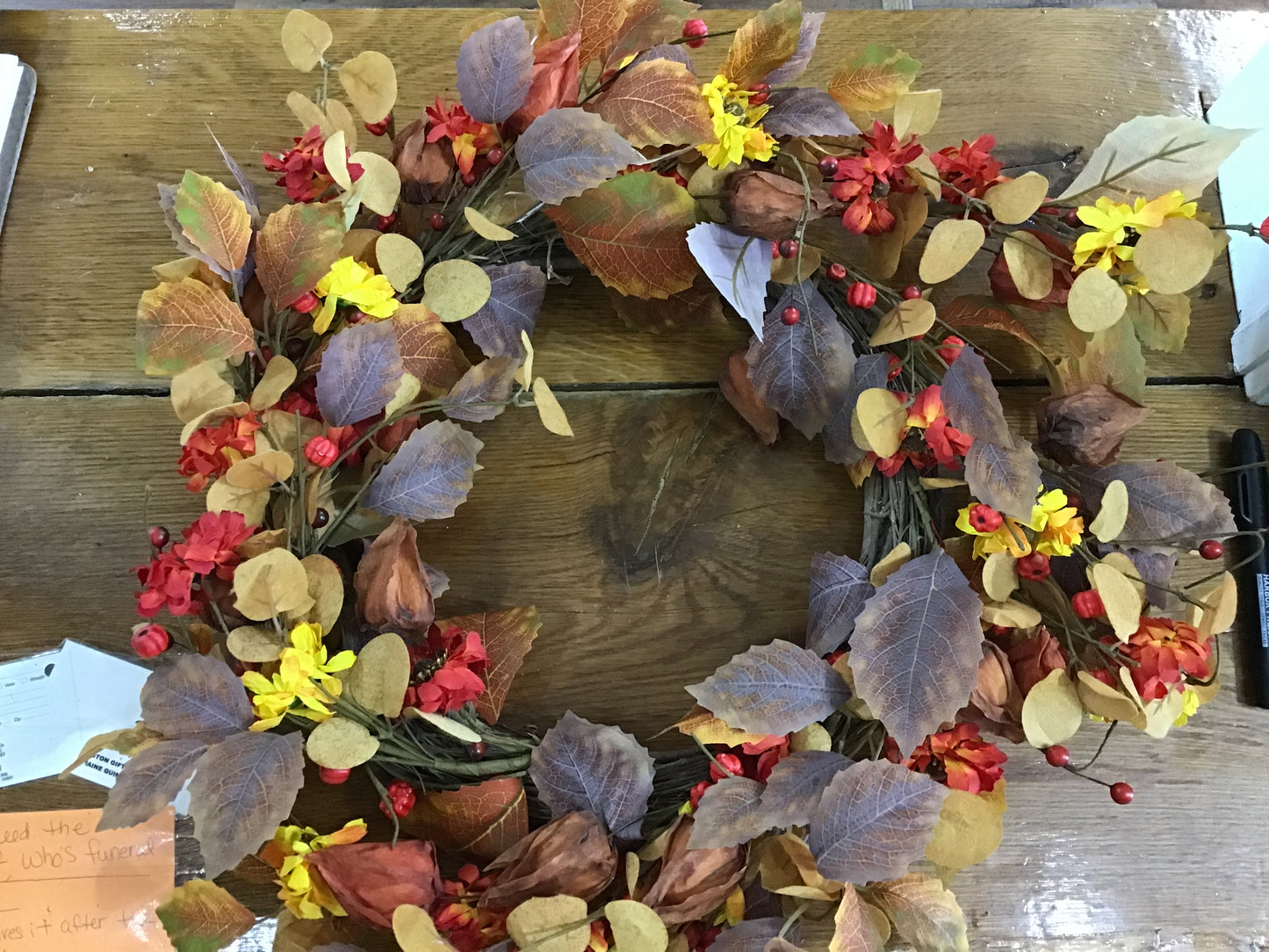 Mixed fall leaf wreath