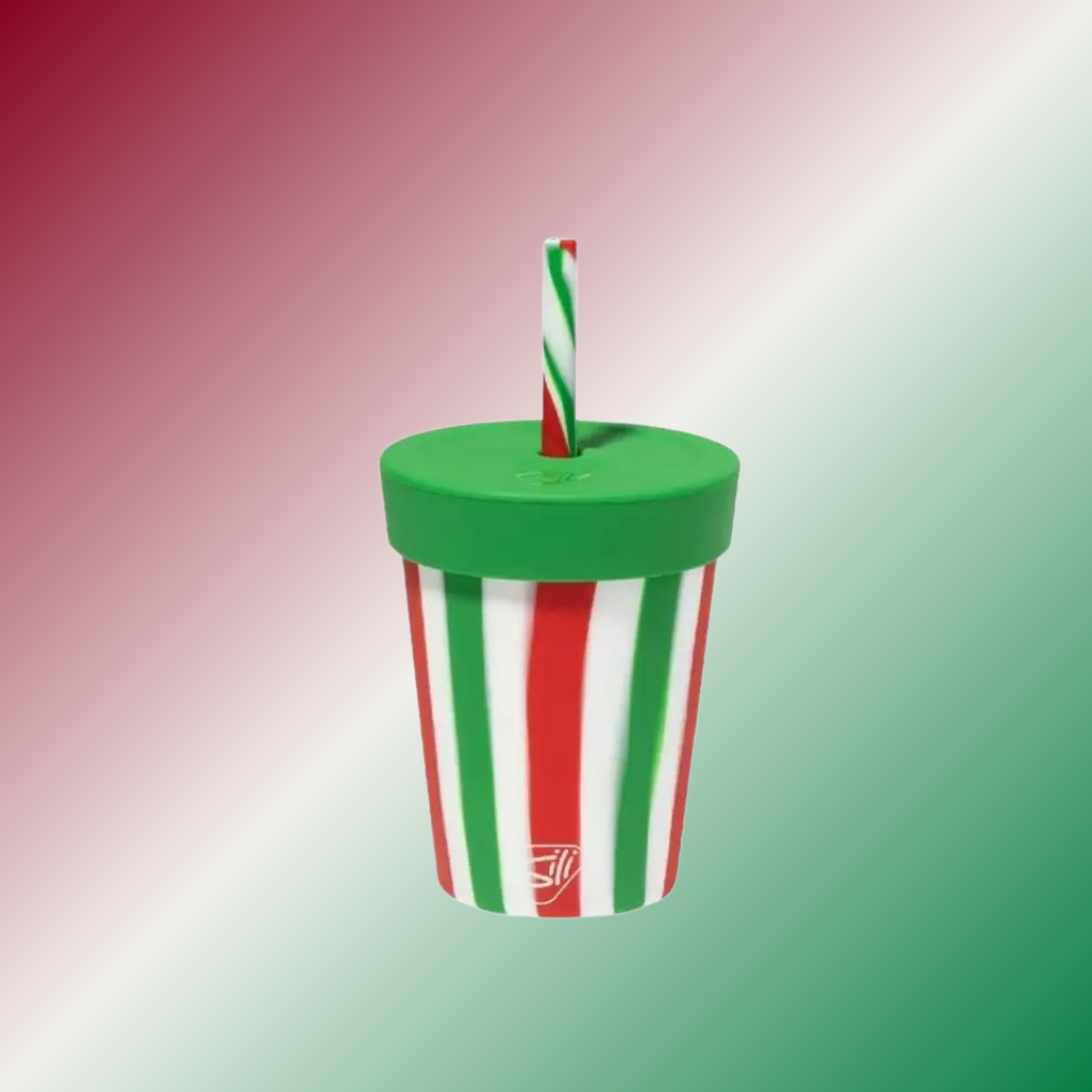 8 oz Kids Silipint Silicone Straw Tumbler - Poinsetta