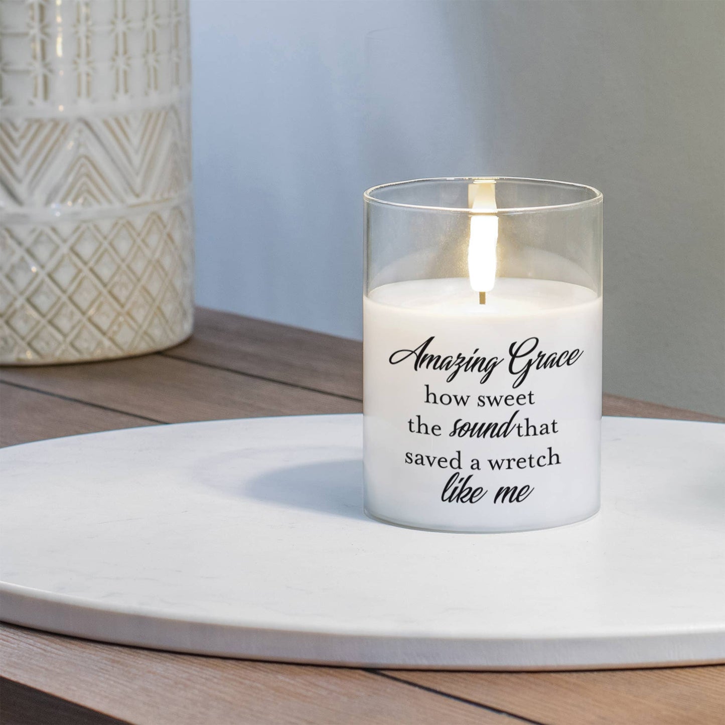 Amazing Grace How Sweet 4in LED Candle