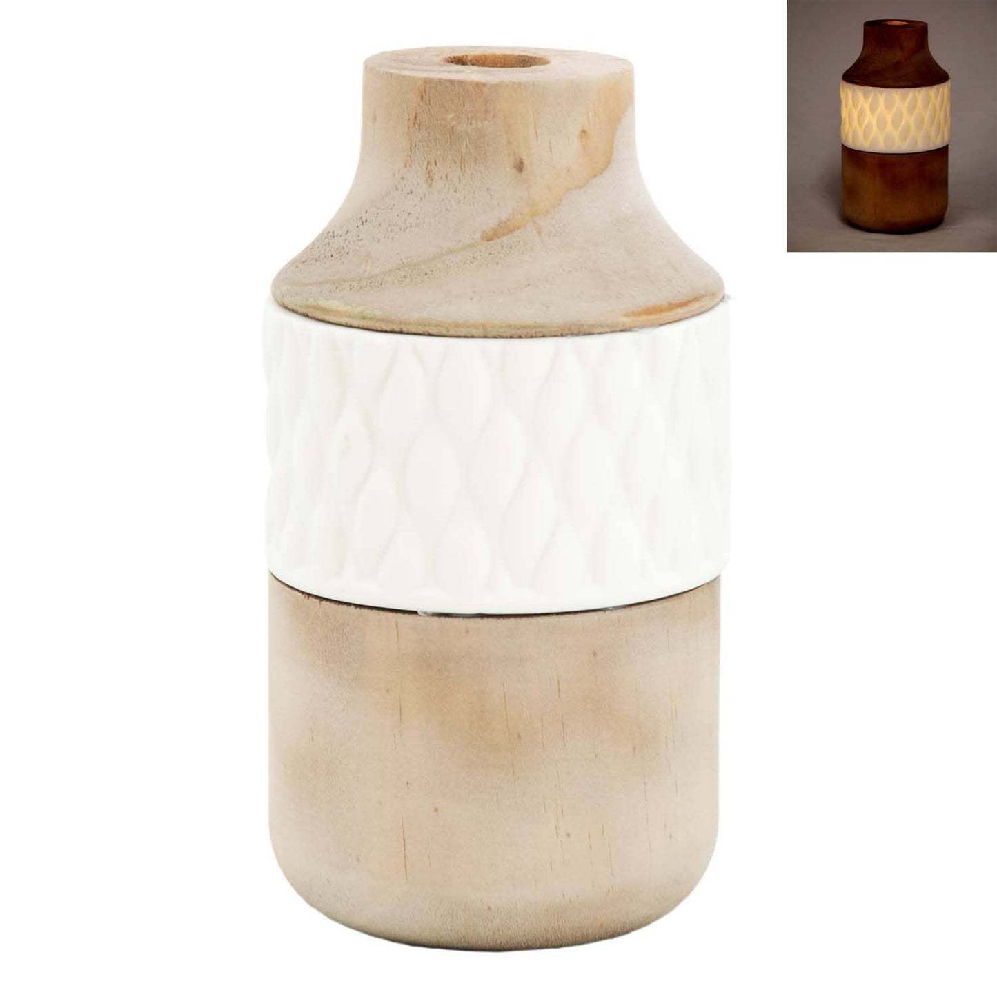 Natural & White Small 3 Layer Lighted Vase