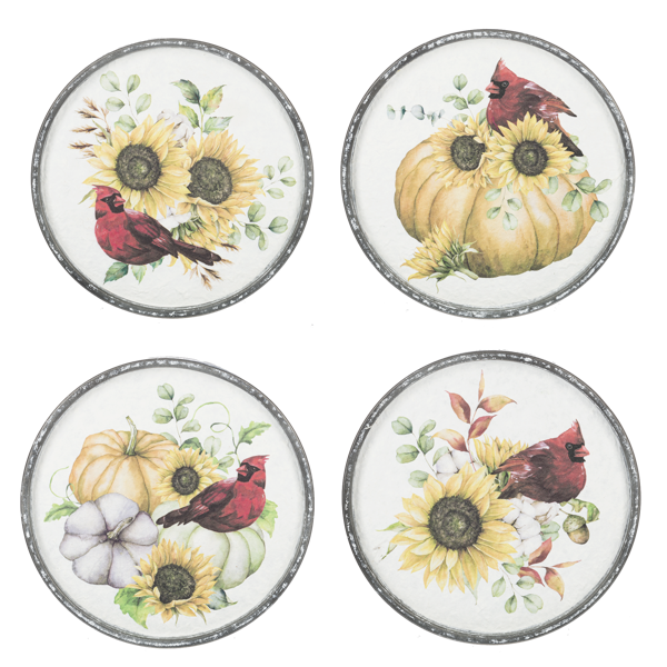 Round Autumn Cardinal Wall Decor