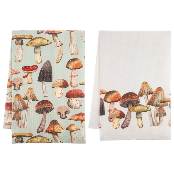 Mushroom Pattern Waffle Weave Tea Towel