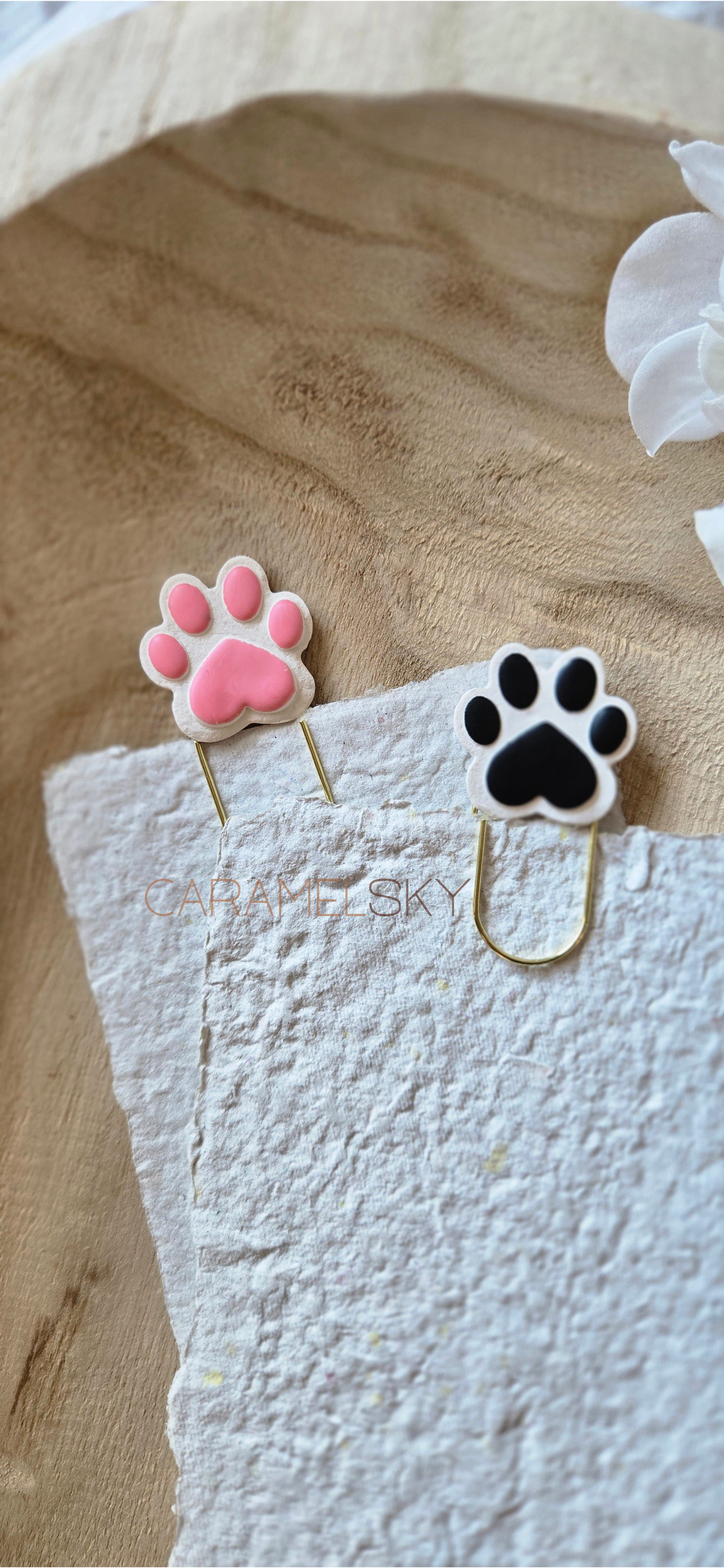 Handmade Paw Print Paperclip Bookmark, Dog and Cat Lovers
