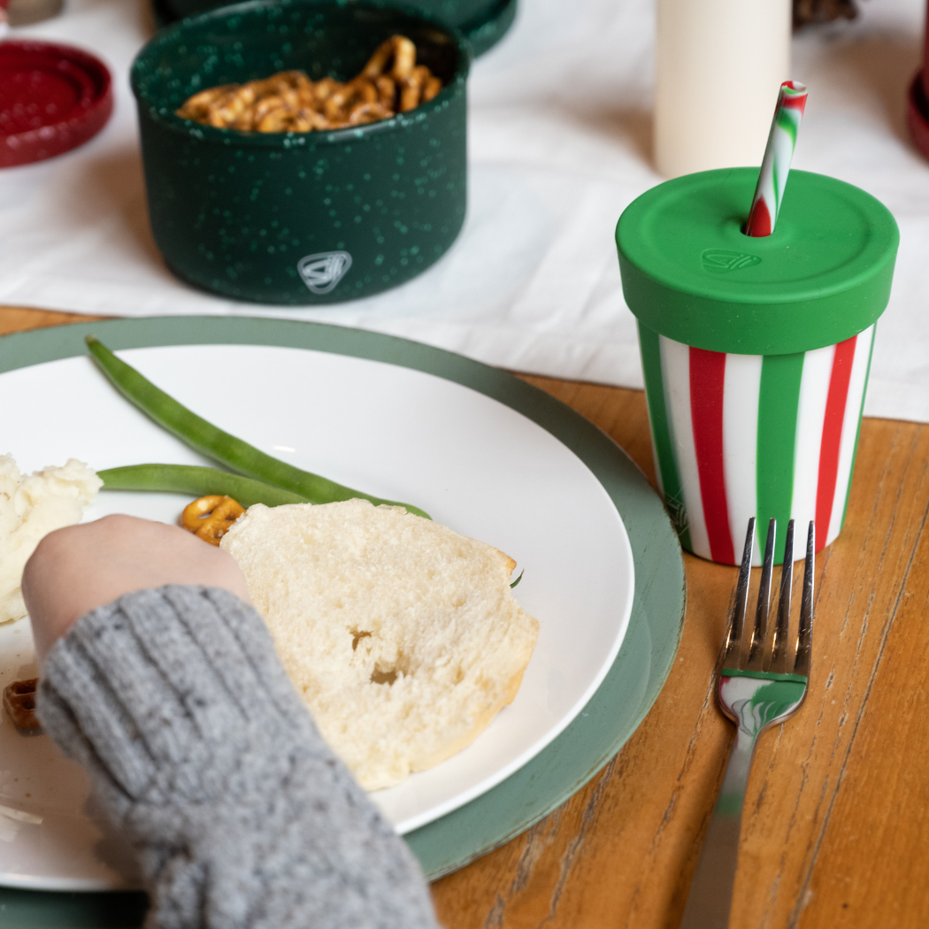 8 oz Kids Silipint Silicone Straw Tumbler - Poinsetta