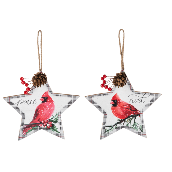 Holiday Plaid - Cardinal Ornaments