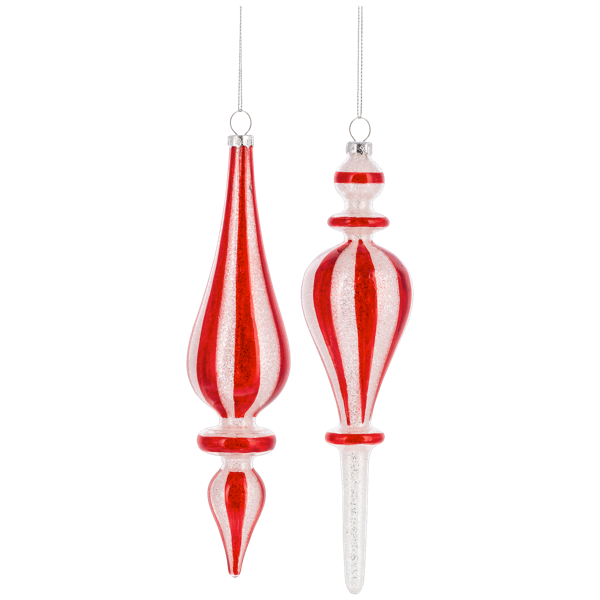 Red White FInial Ornament