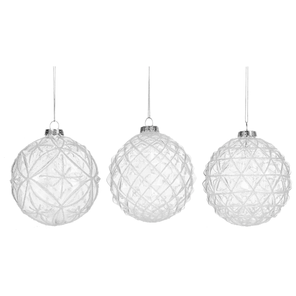 White Glitter Ball Ornament