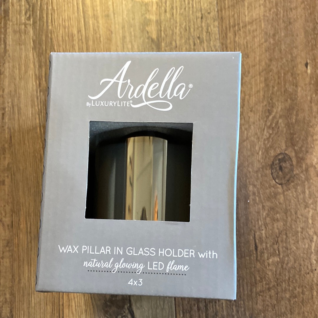 Flameless LED Candle in Gray Glass 3x4