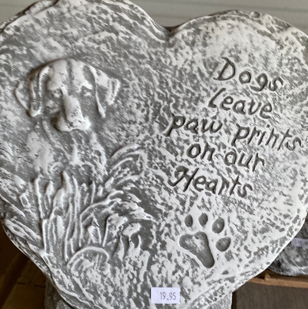 Dogs Leave Pawprints Cement Heart