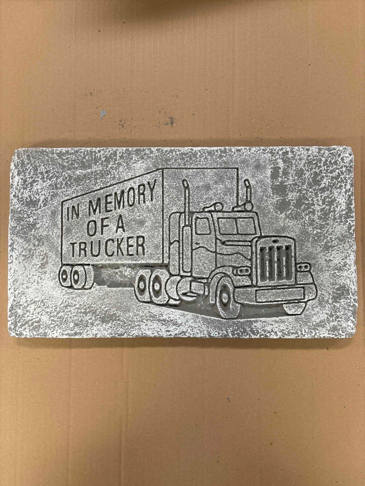 In Memory of a Trucker Cement Plaque