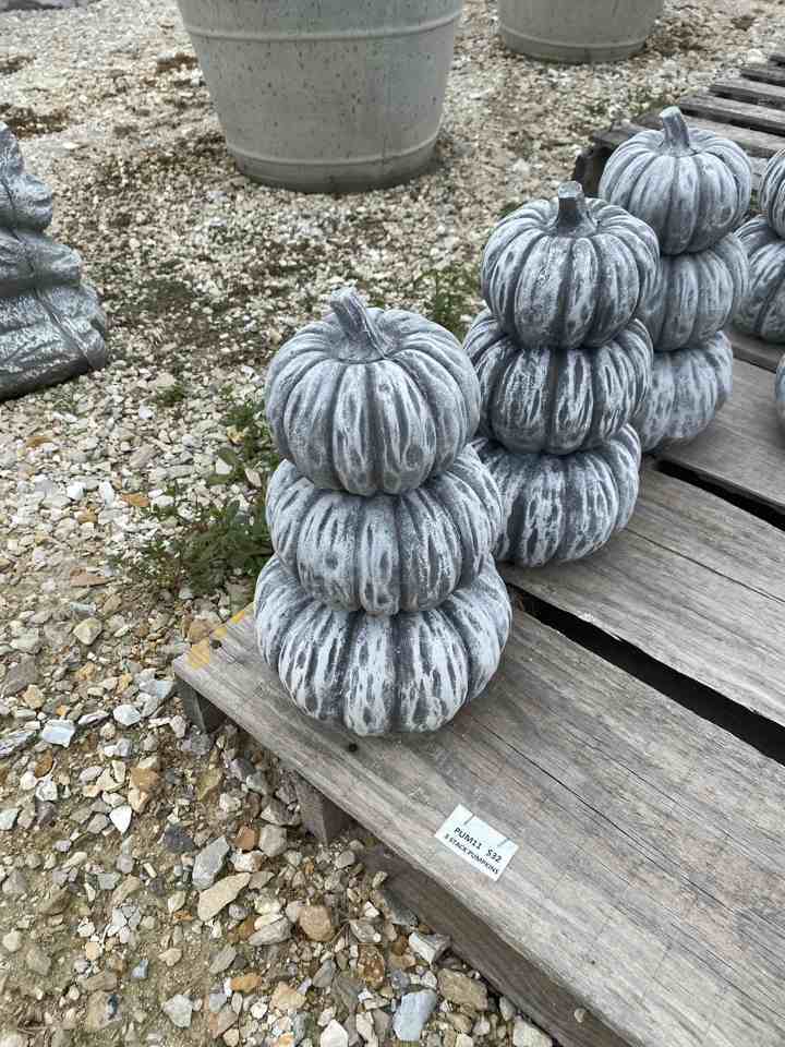 3 Stacked Cement Pumpkins