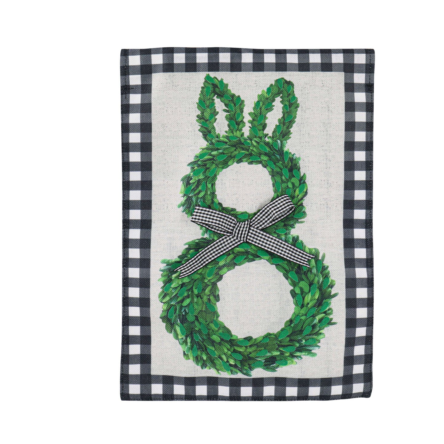 Boxwood Bunny Garden Burlap Flag