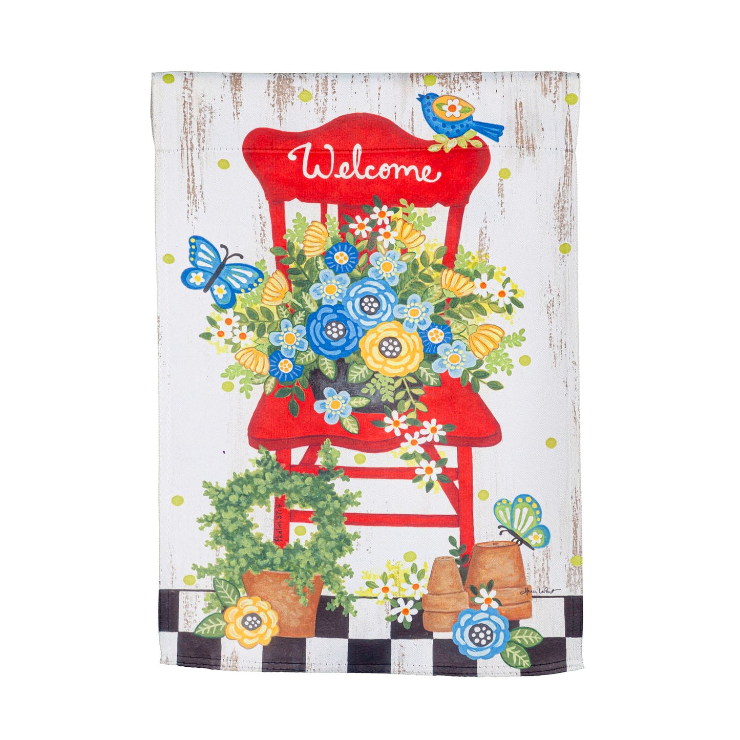 Floral Chair Suede Garden Flag