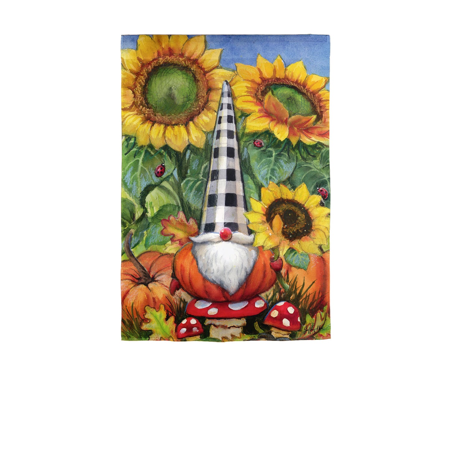 Pumpkin Gnome Suede Garden Flag