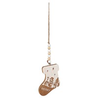 Wood Stocking Ornament With Snowman