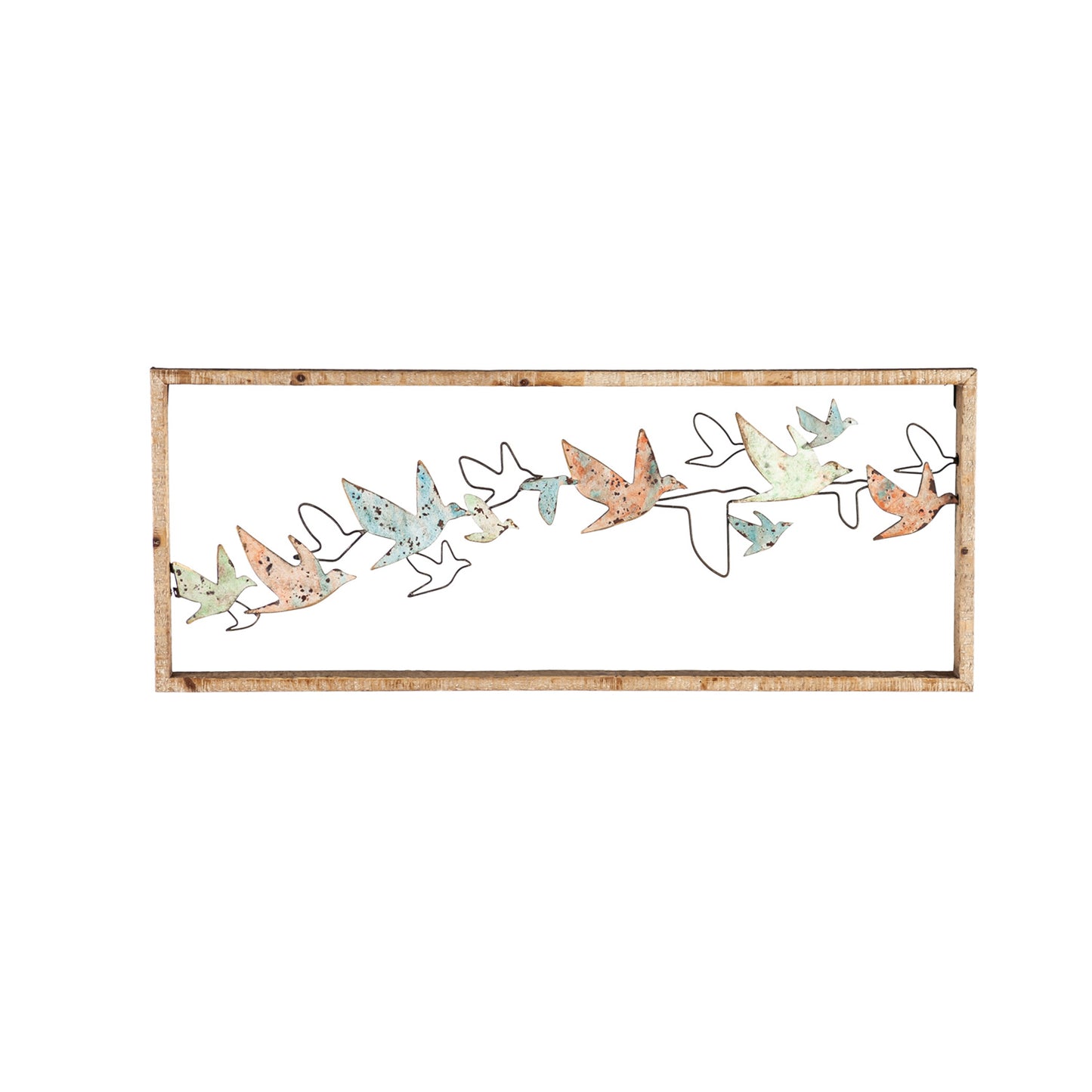 Wood and Metal Framed Flying Bird Wall Decor