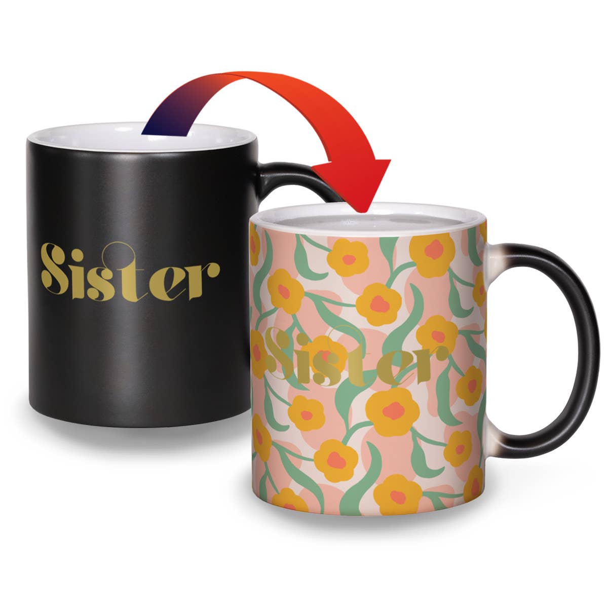 Matte Color Changing Mug - Retro Sister