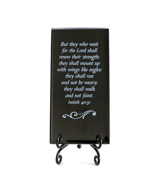 But They Who Wait For The Lord Glass Plaque