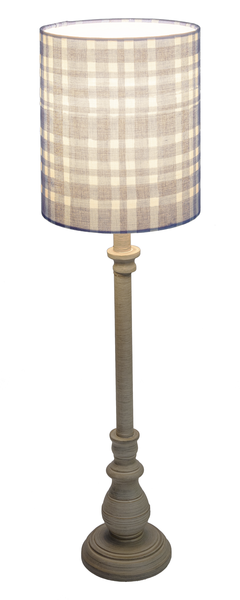 Greywash Buffet Lamp with Blue Plaid Shade