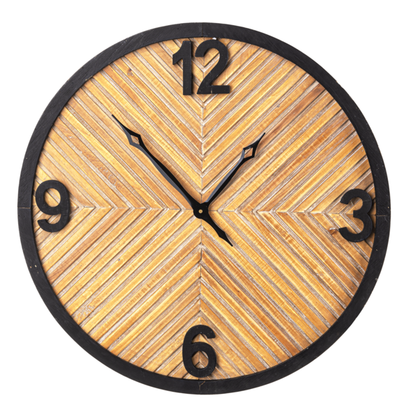 Chevron Inlay Wood Wall Clock