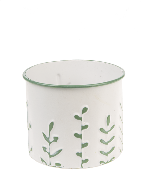 Sage & White Embossed Planter