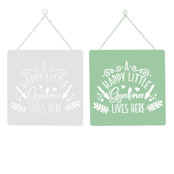 Laser Cut "A Happy Little Gardener Lives Here" Wall Decor