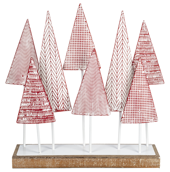 Embossed Mantel Decor - Red Trees