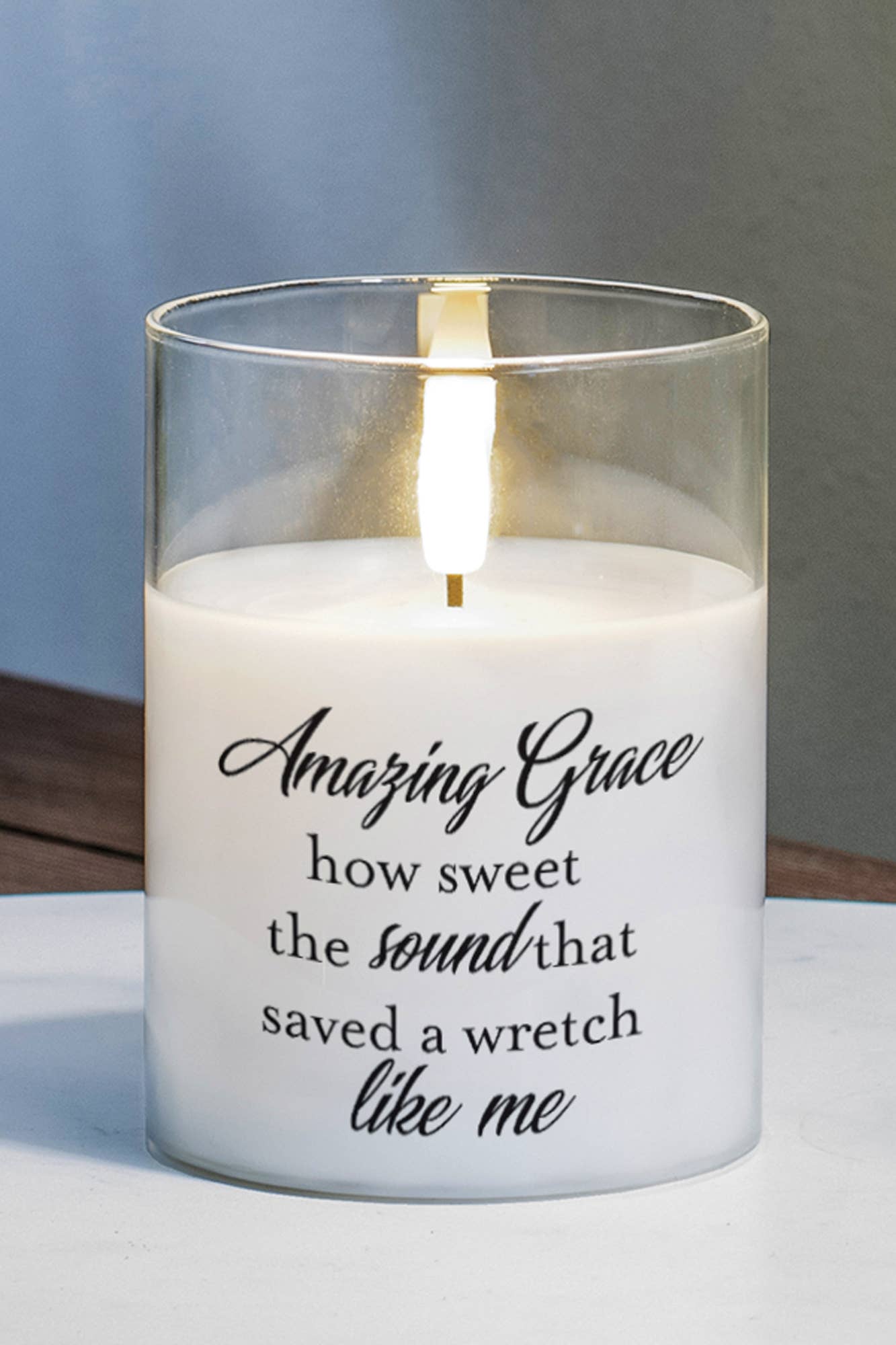 Amazing Grace How Sweet 4in LED Candle
